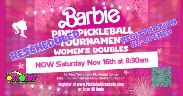 On Court Adventures 1 Day BARBIE PINK Women's Doubles Tournament at Gene Autry