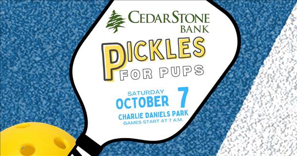 Presenting Sponsor CedarStone Bank's Pickles for Pups