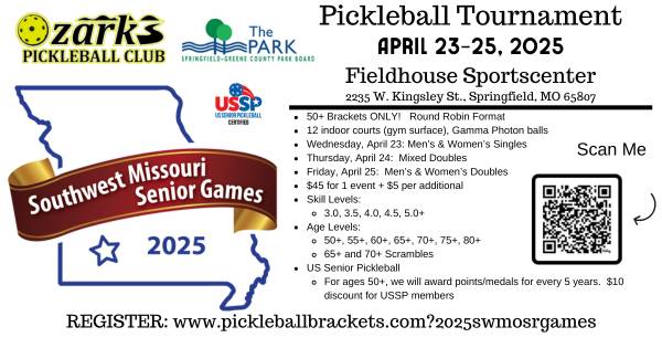 Southwest Missouri Senior Games (50+), USSP circuit 2025