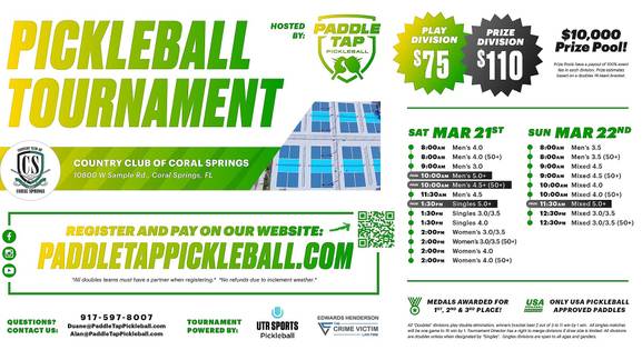 Paddle Tap Pickleball - March Madness Tournament - March 21st-22nd