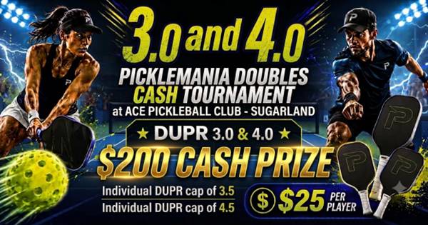 Picklemania Cash Tournament Doubles 3.0 & 4.0